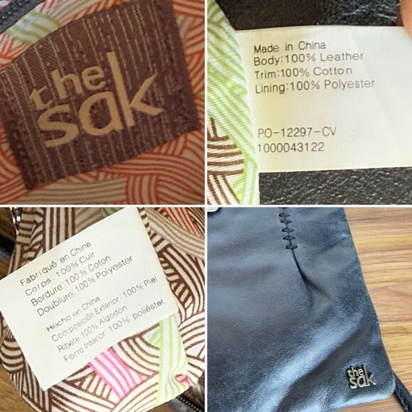 THE SAK Flap Small Messenger Black Leather Crossbody Handbag Boho Studded Biker - Picture 7 of 17